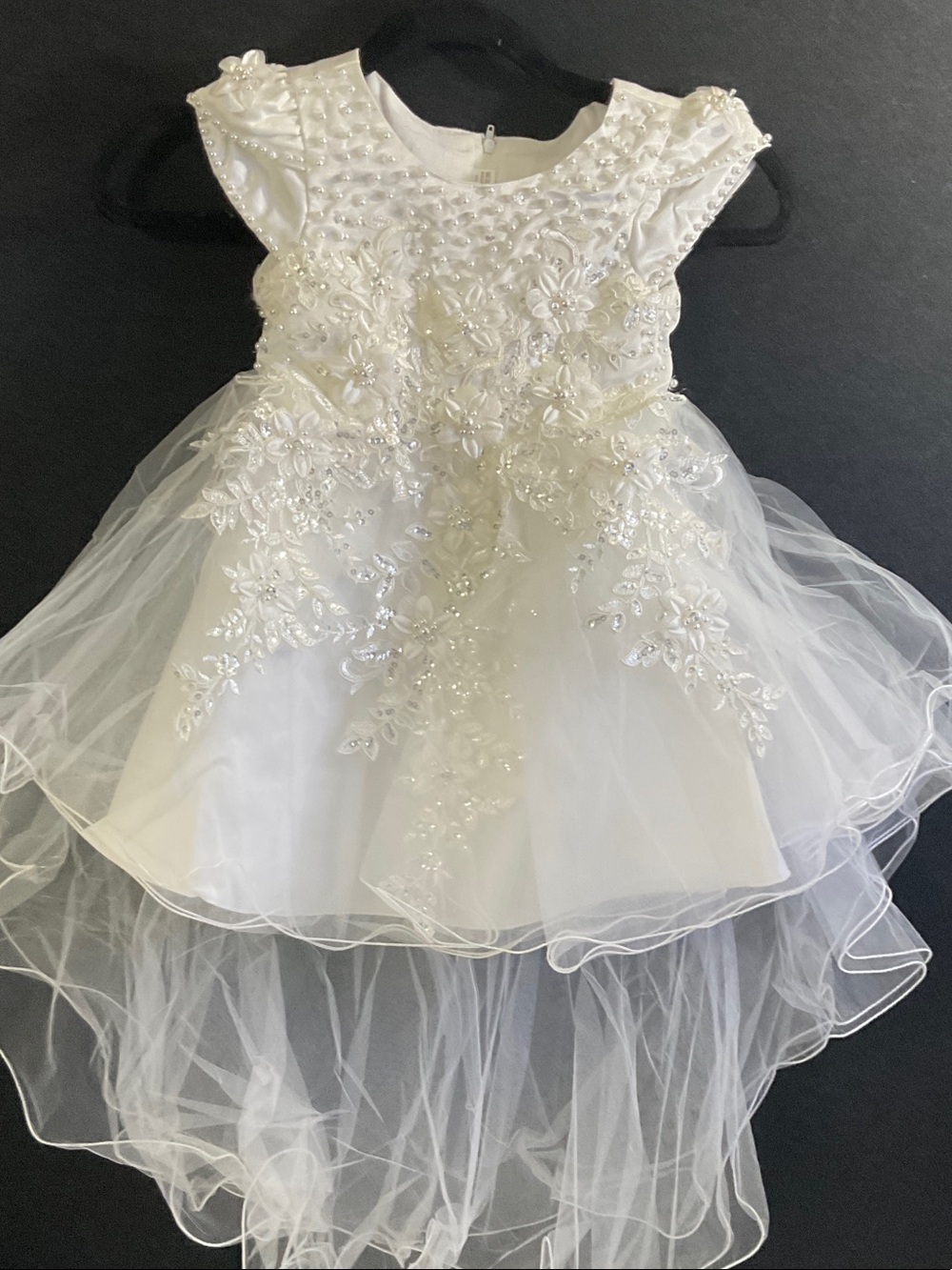 Girls White Embellished Tulle Party Dress